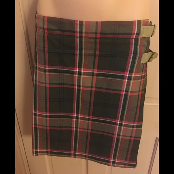 TOMMY HILFIGER Olive Green Taupe Pink Plaid School Girl Kilt Skirt Size 6 CDW - Picture 1 of 8